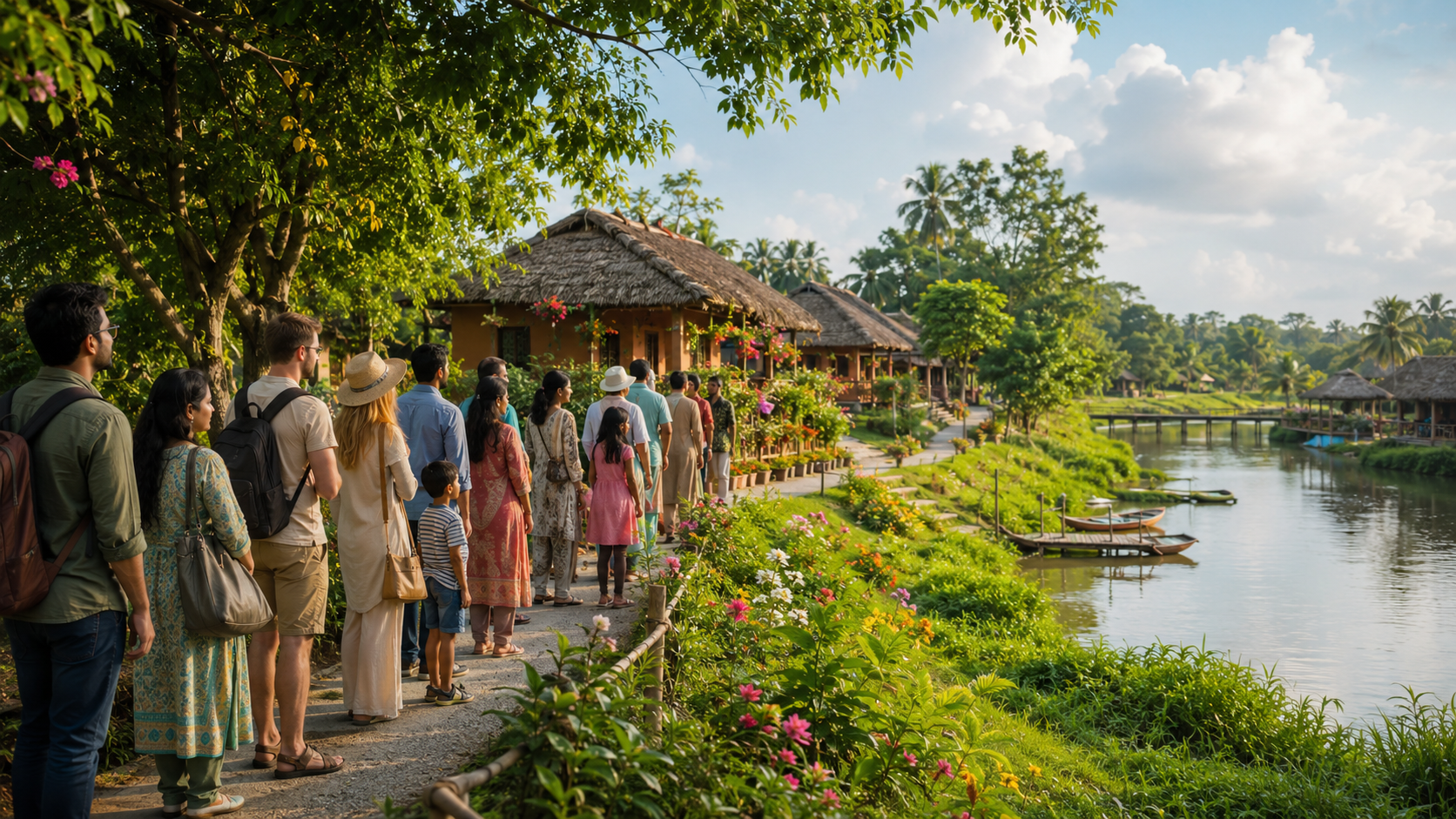 Rural Bangladesh village at golden hour